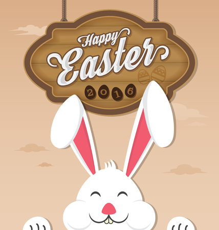 Happy easter 2016 and smiling rabbit.のイラスト素材