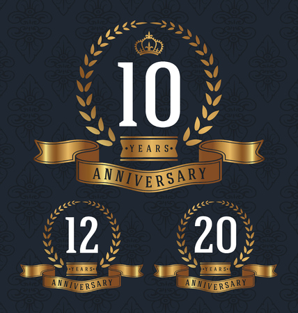 10,12,20 Years Anniversary decorative sign. illustrationのイラスト素材