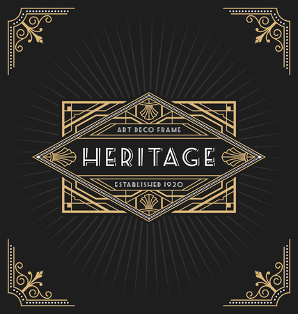 Art deco frame and label design suitable for Luxurious Business such as Hotel, Spa, Real Estate, Restaurant, Jewelry and Product tags. Vector illustrationのイラスト素材