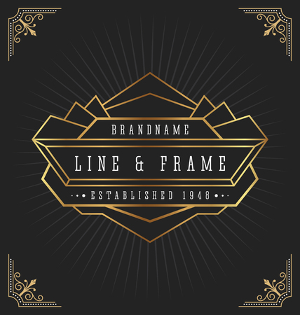 Vintage art deco frame for decorative design, invitation, label, banner. Vector illustrationのイラスト素材