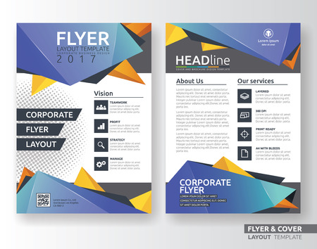 Multipurpose corporate business flyer layout template design. Suitable for flyer, brochure, book cover and annual report. A4 size with bleeds.のイラスト素材