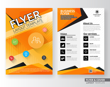 Multipurpose corporate business flyer layout template design. Suitable for leaflet, flyer, brochure, book cover and annual report. Layout in A4 size with bleeds.のイラスト素材
