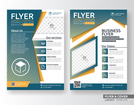 Multipurpose corporate business flyer layout template design. Suitable for leaflet, flyer, brochure, book cover and annual report. Layout in A4 size with bleeds.のイラスト素材