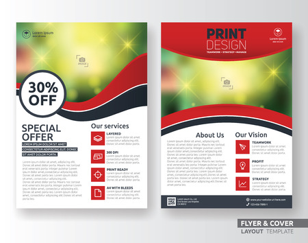 Multipurpose corporate business flyer layout template design. Suitable for leaflet, flyer, brochure, book cover and annual report. Layout in A4 size with bleeds.のイラスト素材