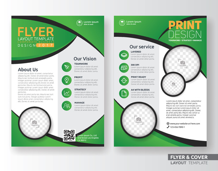 Multipurpose corporate business flyer layout template design. Suitable for leaflet, flyer, brochure, book cover and annual report. Layout in A4 size with bleeds.のイラスト素材