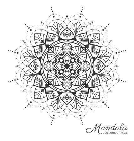 mandala decorative ornament design for adult coloring page, greeting card, invitation, tattoo, yoga and spa symbol. illustration