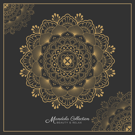 mandala decorative ornament design for coloring page, greeting card, invitation, tattoo, yoga and spa symbol. Vector illustrationのイラスト素材