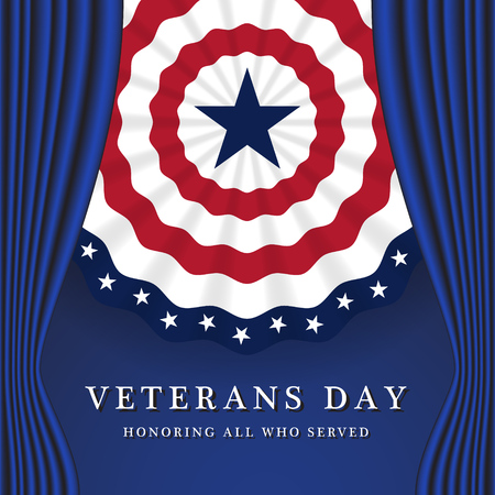 Veterans Day, Honoring All Who Serve. Veterans Day Background With Circle Wavy USA Flag Design. Vector illustrationのイラスト素材