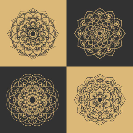 Mandala decorative ornament design for coloring page, greeting card, invitation, tattoo, yoga and spa symbol. Vector illustrationのイラスト素材