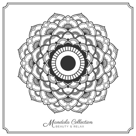 mandala decorative ornament design for coloring page, greeting card, invitation, tattoo, yoga and spa symbol. Vector illustrationのイラスト素材