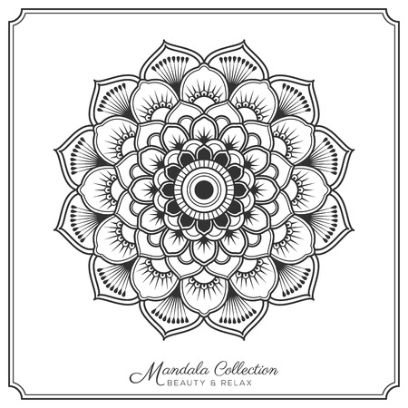 mandala decorative ornament design for coloring page, greeting card, invitation, tattoo, yoga and spa symbol. Vector illustrationのイラスト素材