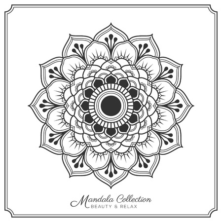 mandala decorative ornament design for coloring page, greeting card, invitation, tattoo, yoga and spa symbol. Vector illustrationのイラスト素材