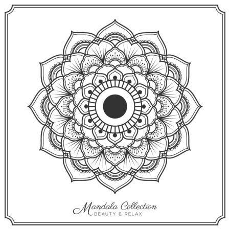 mandala decorative ornament design for coloring page, greeting card, invitation, tattoo, yoga and spa symbol. Vector illustrationのイラスト素材