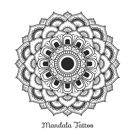 mandala decorative ornament design for coloring page, greeting card, invitation, tattoo, yoga and spa symbol. Vector illustrationのイラスト素材