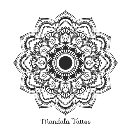 mandala decorative ornament design for coloring page, greeting card, invitation, tattoo, yoga and spa symbol. Vector illustrationのイラスト素材