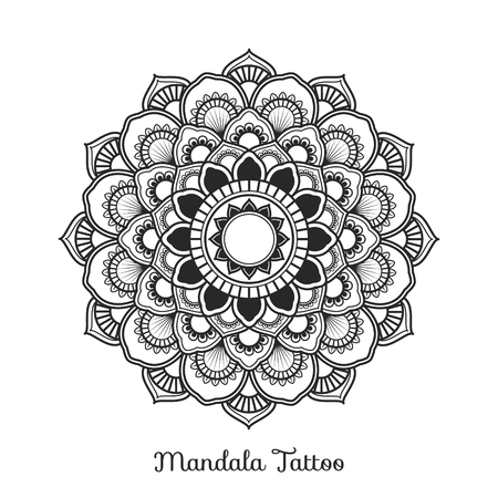 mandala decorative ornament design for coloring page, greeting card, invitation, tattoo, yoga and spa symbol. Vector illustrationのイラスト素材