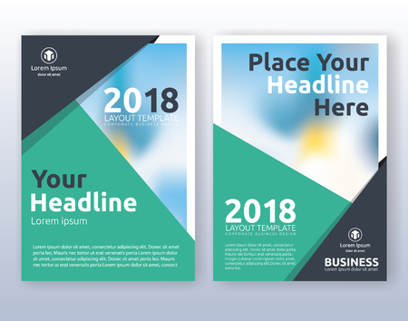 Multipurpose corporate business flyer layout design. Suitable for flyer, brochure, book cover and annual report. Green and black color scheme in A4 size layout template background with bleeds.のイラスト素材