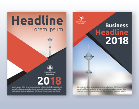 Multipurpose corporate business flyer layout design. Suitable for flyer, brochure, book cover and annual report. Red and black color scheme in A4 size layout template background with bleeds.のイラスト素材