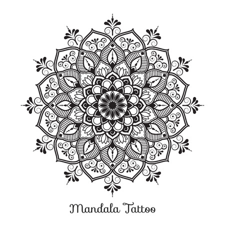 mandala decorative ornament design for coloring page, greeting card, invitation, tattoo, yoga and spa symbol. Vector illustrationのイラスト素材