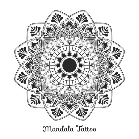 mandala decorative ornament design for coloring page, greeting card, invitation, tattoo, yoga and spa symbol. Vector illustrationのイラスト素材