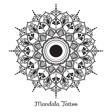 mandala decorative ornament design for coloring page, greeting card, invitation, tattoo, yoga and spa symbol. Vector illustrationのイラスト素材