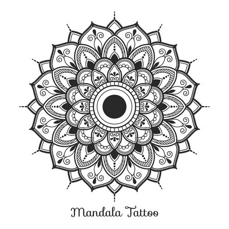mandala decorative ornament design for coloring page, greeting card, invitation, tattoo, yoga and spa symbol. Vector illustrationのイラスト素材
