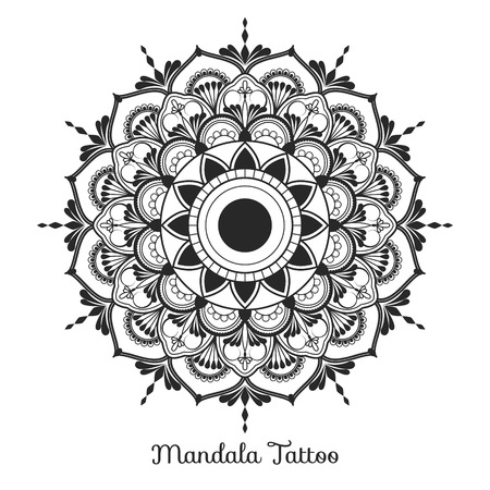 mandala decorative ornament design for coloring page, greeting card, invitation, tattoo, yoga and spa symbol. Vector illustrationのイラスト素材