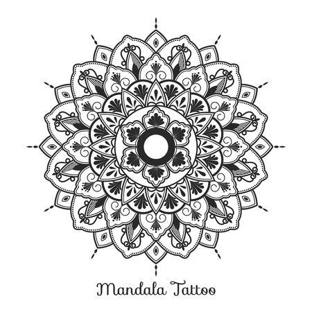 mandala decorative ornament design for coloring page, greeting card, invitation, tattoo, yoga and spa symbol. Vector illustrationのイラスト素材