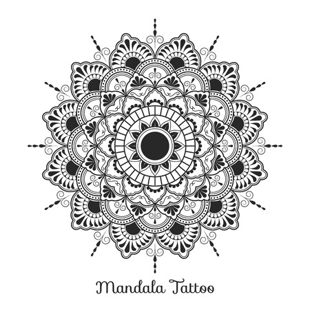mandala decorative ornament design for coloring page, greeting card, invitation, tattoo, yoga and spa symbol. Vector illustrationのイラスト素材