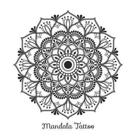 mandala decorative ornament design for coloring page, greeting card, invitation, tattoo, yoga and spa symbol. Vector illustrationのイラスト素材