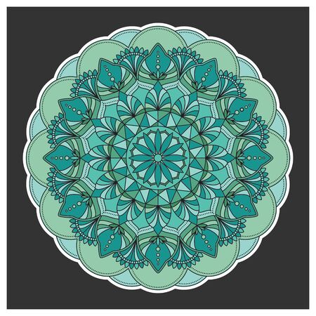 Vintage colorful Mandala with floral ornament. Boho style background design. Easy to change color or remove. Vector illustrationのイラスト素材