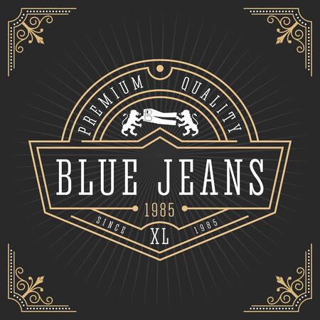 Vintage line frame design for labels, banner, logo, emblem, apparel, t- shirts, sticker and other design object. Vector illustrationのイラスト素材