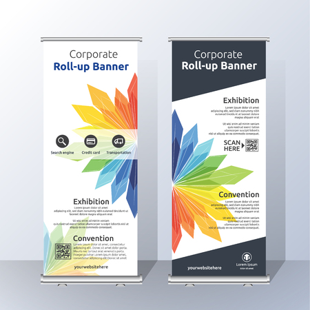 Vertical Roll Up Banner Template Design for Announce and Advertising. Abstract Color Layout Template. Vector illustrationのイラスト素材