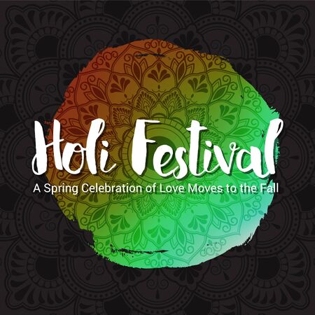 Holi festival of colours background. Happy holi festival greeting card design with Mandala decoration. Vector illustrationのイラスト素材
