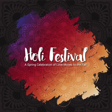 Holi festival of colours background. Happy holi festival greeting card design with Mandala decoration. Vector illustrationのイラスト素材
