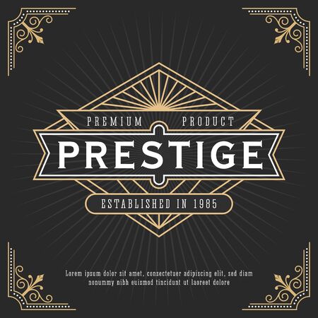 Vintage line frame design for labels, banner, logo, emblem, apparel, t- shirts, sticker and other design object. Vector illustrationのイラスト素材