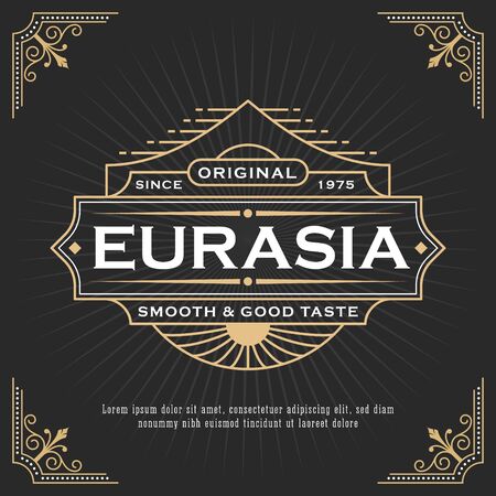 Vintage line frame design for labels, banner, logo, emblem, apparel, t- shirts, sticker and other design object. Vector illustrationのイラスト素材