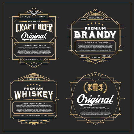 Vintage frame design for labels, banner, sticker and other design. Suitable for whiskey, beer and premium product.のイラスト素材