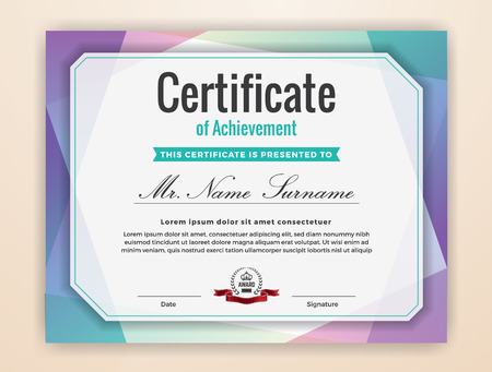 Multipurpose Modern Professional Certificate Template Design for Print.Colorful Certificate of Achievement Background.  Vector illustrationのイラスト素材