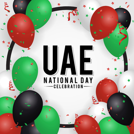 United Arab Emirates national day background design with colorful balloon. UAE holiday celebration background. Vector illustrationのイラスト素材