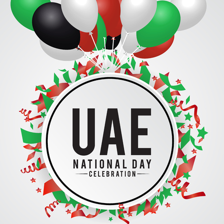 United Arab Emirates national day background design with colorful balloon. UAE holiday celebration background. Vector illustrationのイラスト素材