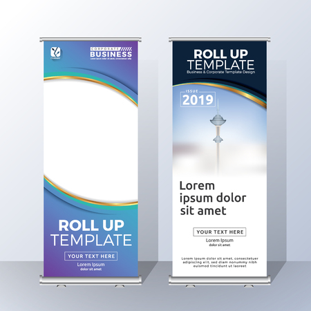 Vertical Roll Up Banner Template Design for Announce and Advertising. Vector illustrationのイラスト素材