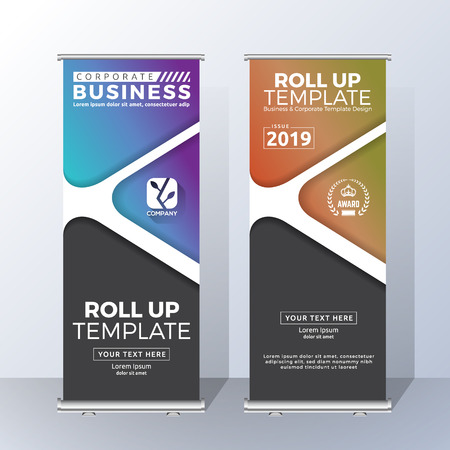 Vertical Roll Up Banner Template Design for Announce and Advertising. Vector illustrationのイラスト素材