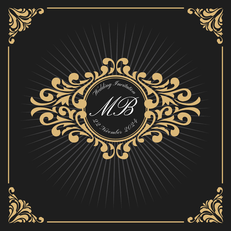 Vintage Luxury Monogram Logo Template for Banner, Label, Frame, Product Tags. Retro Emblem Banner Design. Vector illustrationのイラスト素材