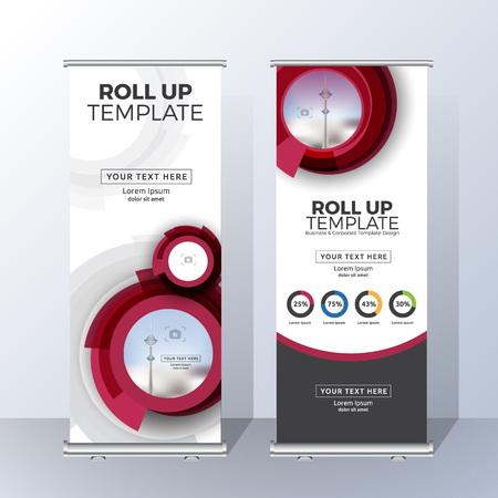 Vertical Roll Up Banner Template Design for Announce and Advertising. Vector illustrationのイラスト素材