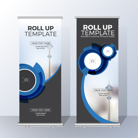 Vertical Roll Up Banner Template Design for Announce and Advertising. Vector illustrationのイラスト素材