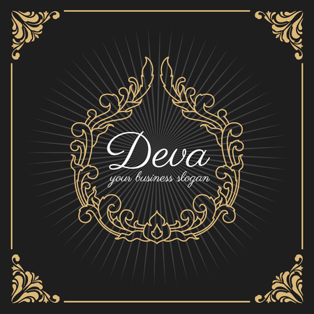 Vintage Luxury Monogram Logo Template for Banner, Label, Frame, Product Tags. Retro Emblem Design. Vector illustrationのイラスト素材