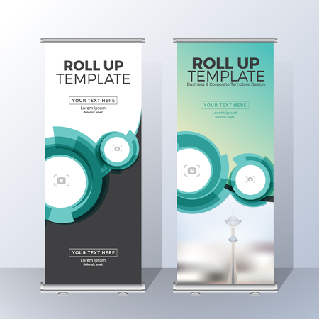 Vertical Roll Up Banner Template Design for Announce and Advertising. Vector illustrationのイラスト素材