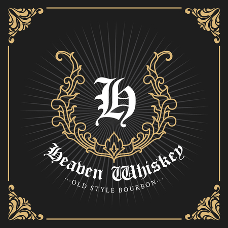 Vintage Luxury Monogram Logo Template for Banner, Label, Frame, Product Tags. Retro Emblem Design. Vector illustrationのイラスト素材