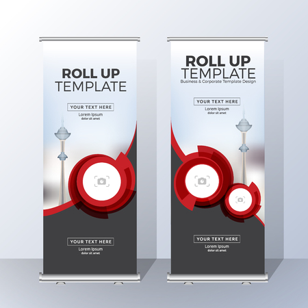 Vertical Roll Up Banner Template Design for Announce and Advertising. Vector illustrationのイラスト素材